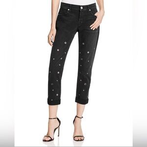 Hudson Riley Grommet Studded Slim Boyfriend Jeans